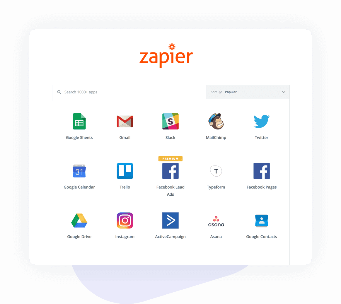 Connectivity tools for over a thousand web apps with Zapier integration